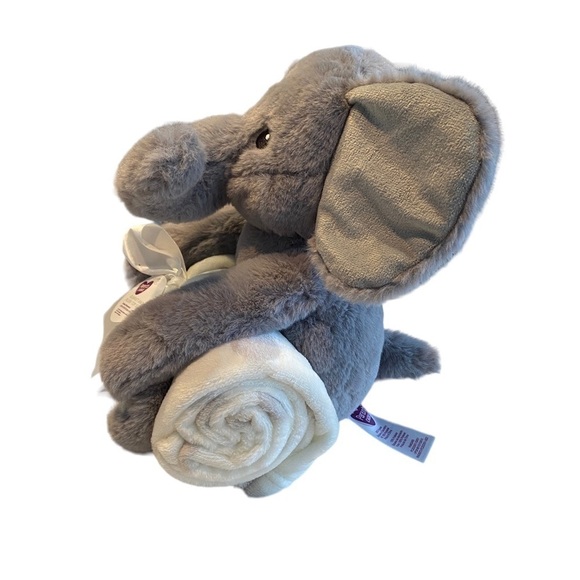 Parent's Choice Baby & Toddler White & Gray Dot Blanket & Plush Elephant Toy Set - Picture 5 of 14